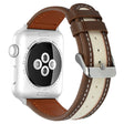 Apple Watch Series 41mm / 40mm / 38mm Koeie lederen en stoffen horlogeband - Donker bruin / Wit