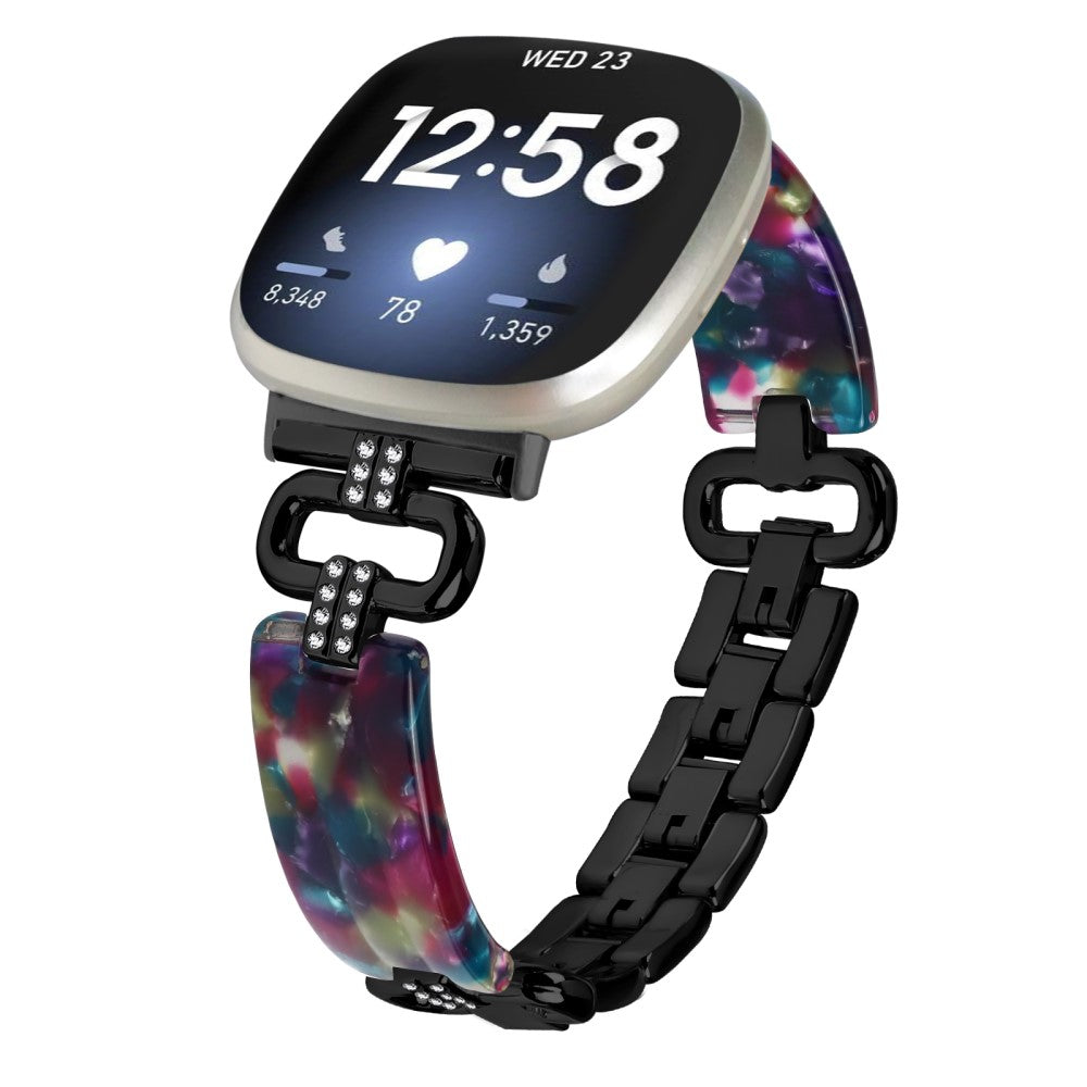 Metal, Plastik Og Rhinsten Universal Rem passer til Fitbit Versa 4 / Fitbit Sense 2 - Sort#serie_1