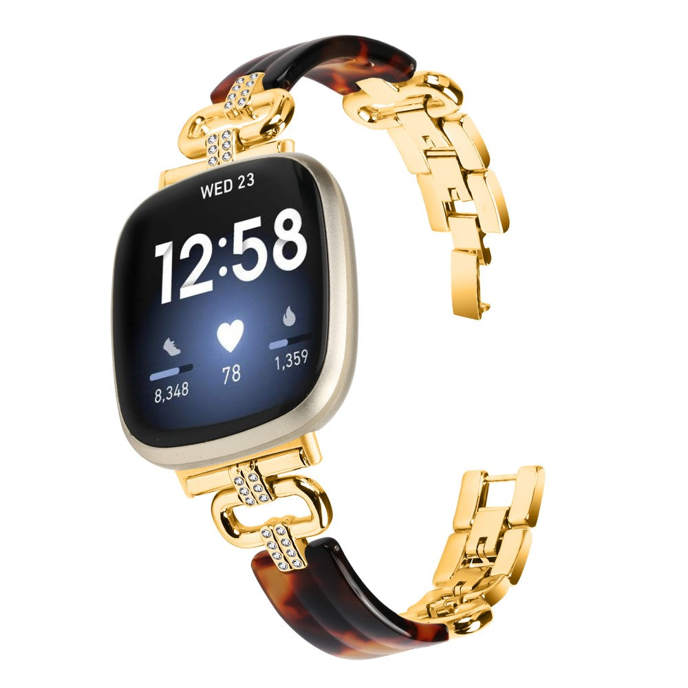 Metal, Plastik Og Rhinsten Universal Rem passer til Fitbit Versa 4 / Fitbit Sense 2 - Guld#serie_2