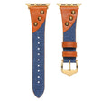 Apple Watch 49mm / 45mm / 44mm / 42mm Splicing Retro Horlogeband - Donkerblauw+Bruin
