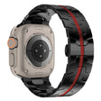 Apple Watch Series 41mm - 40mm - 38mm Universele Roestvrijstalen Horlogeband - Zwart+Rood
