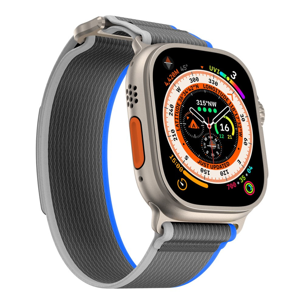 Rigtigt Fed Nylon Universal Rem passer til Apple Smartwatch - Sølv#serie_3