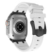 Apple Watch Series 41mm - 40mm - 38mm Universele Vloeibare Siliconen Koord Metaal Connector - Zwart+Wit