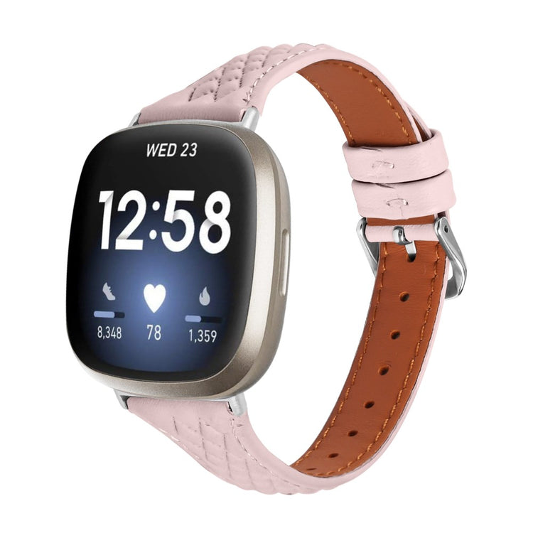 Ægte Læder Universal Rem passer til Fitbit Versa 4 / Fitbit Sense 2 - Pink#serie_2