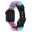 Apple Watch Series 41mm - 40mm - 38mm Universele Nylon Koord Horlogeband Dual Color - Meerblauw+Roze