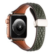 Horlogebandje Apple Watch Series 41mm - 40mm - 38mm Universeel Echt Koeienleren Bandje - Legergroen