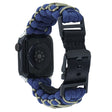 Nylon Koord Apple Watch Series 49mm - 45mm - 44mm - 42mm Universele Polsband - Marineblauw + Legergroen
