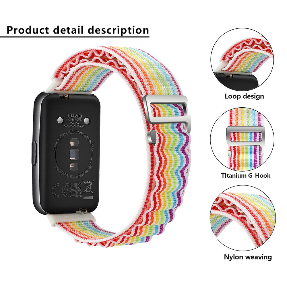 Super Nydelig Nylon Rem passer til Huawei Band 7 - Hvid#serie_8