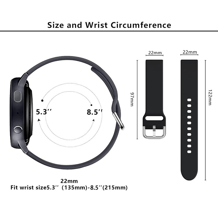 Komfortabel Silikone Rem passer til 22mm - Sort#serie_1