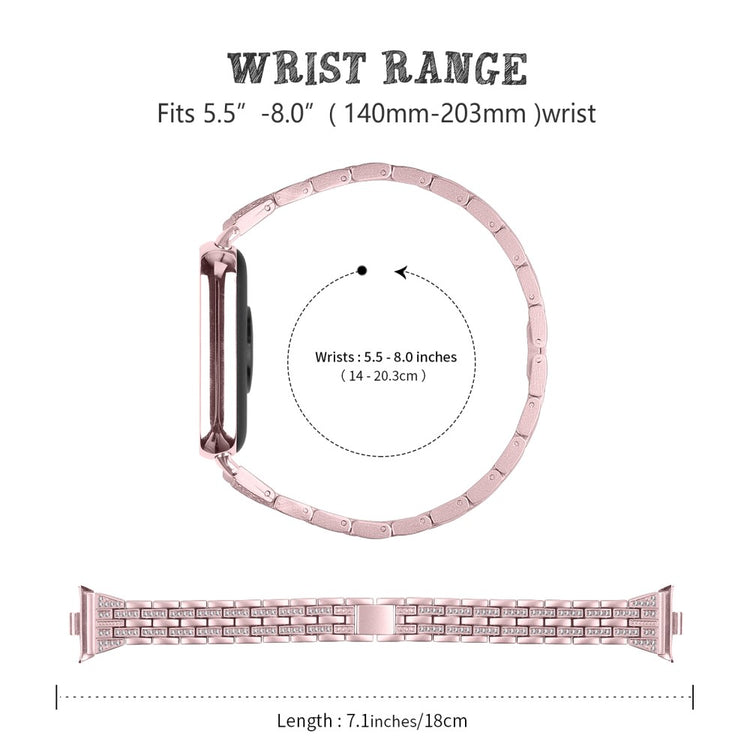 Metal Watch Strap Xiaomi Redmi Watch 4 Bling Rhinestone Decor Bracelet Band - Rose Pink#serie_2