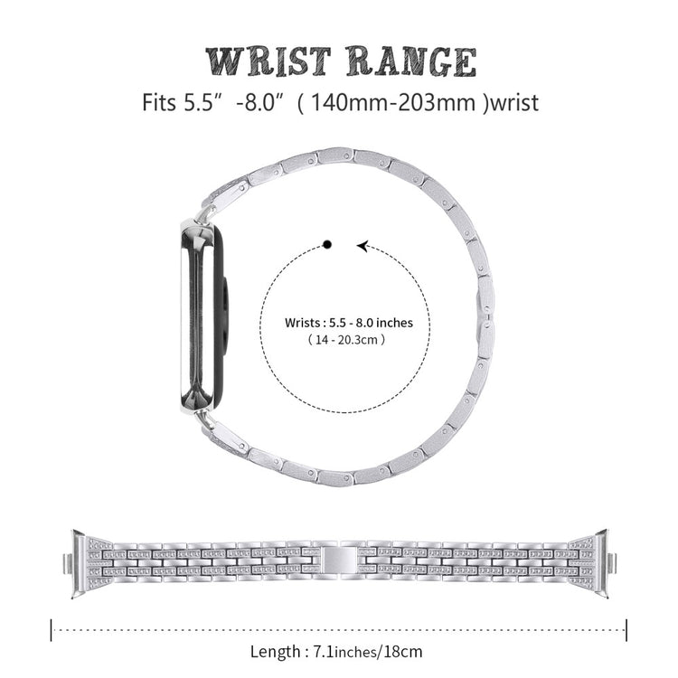 Mega Komfortabel Rhinsten Rem passer til Xiaomi Redmi Watch 4 - Sølv#serie_6