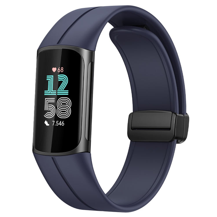 Fitbit Charge 5 / Charge 6 Watch Strap Magnetic Silicone Band - Blue#serie_5