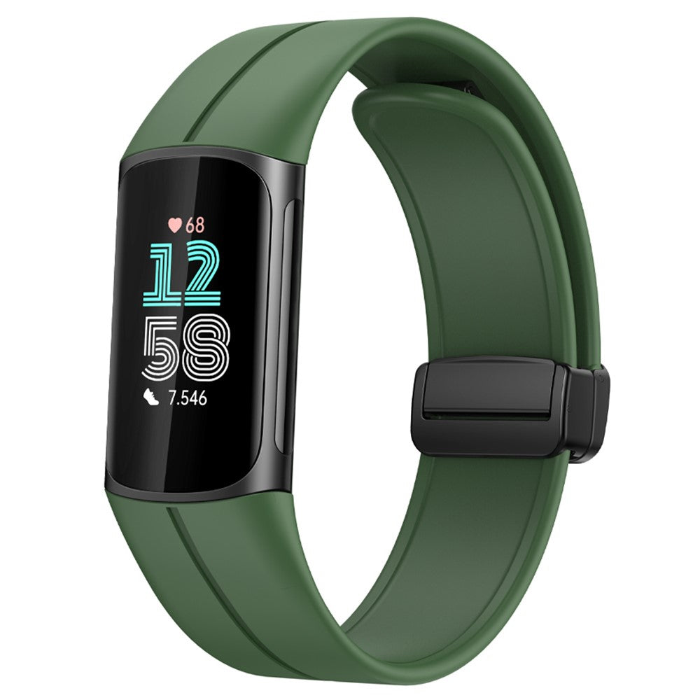 Fitbit Charge 5 / Charge 6 Watch Strap Magnetic Silicone Band - Green#serie_6