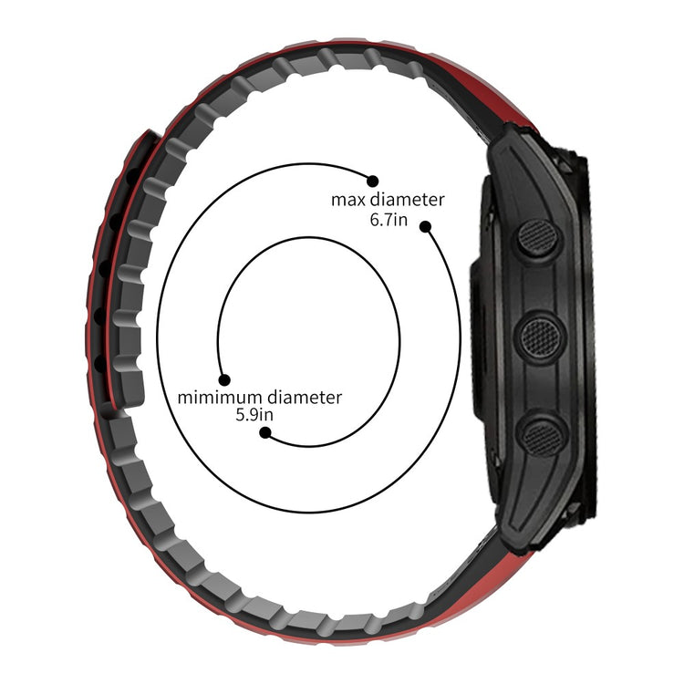 Garmin Fenix 5 / 5X / 6X / 7X Watch Strap 22mm Dual Color Silicone Smart Watch Band - Red / Black#serie_3