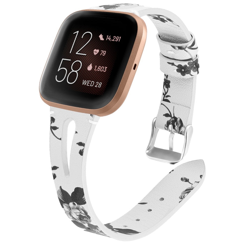 Mega Fashionable Fitbit Versa 3 Genuine Leather Strap - Silver#serie_1