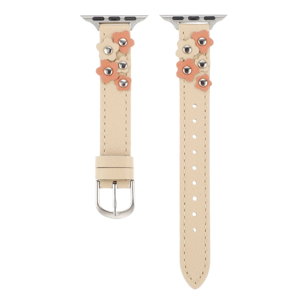 Apple Watch Series 41mm - 40mm - 38mm PU Watch Strap with Flower Rivets - Apricot#serie_1