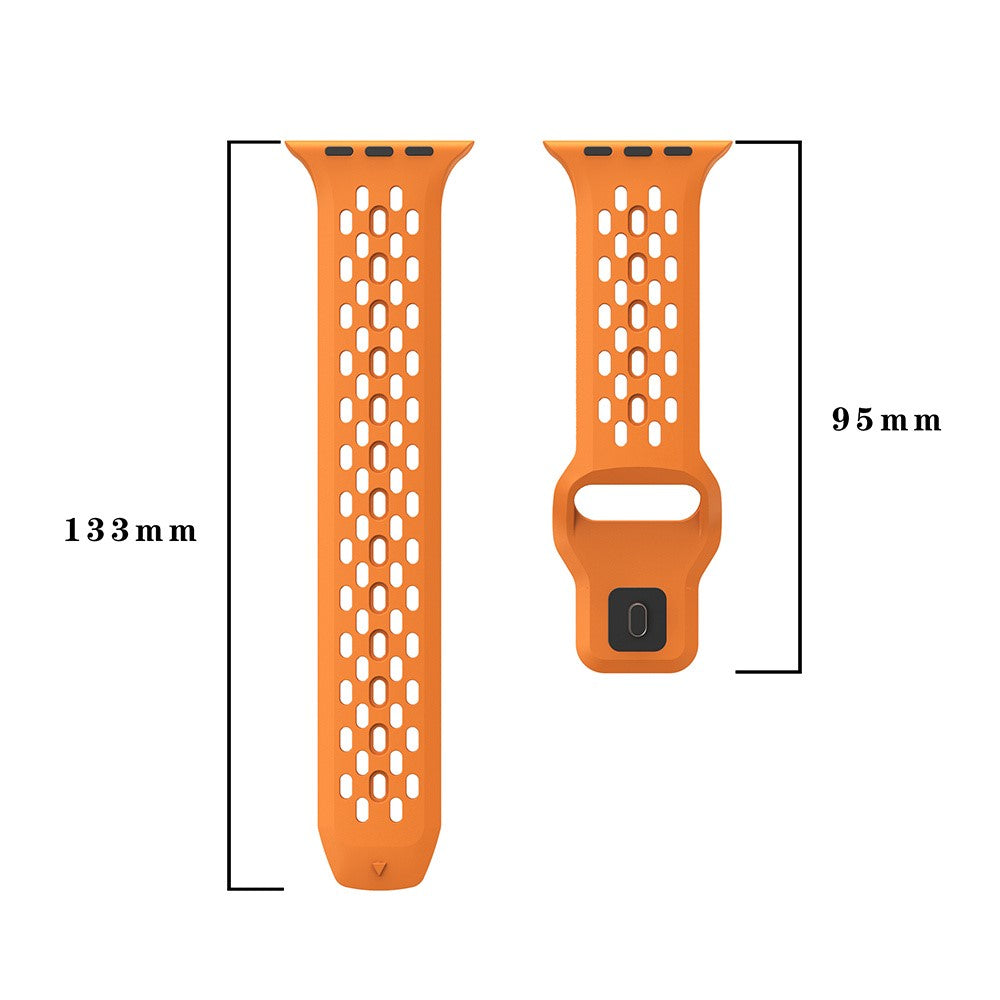 For Apple Watch Series 9 8 7 41mm  /  6 5 4 SE (2022) SE (2023) SE 40mm  /  3 2 1 38mm Strap Replacement Mesh Hole Watch Band - Orange#serie_1