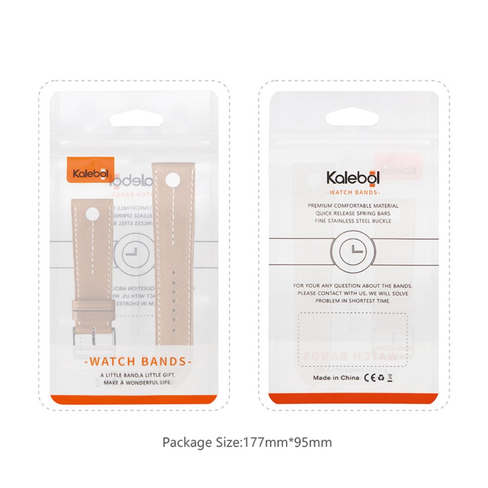 KALEBOL For Apple Watch Series 9 8 7 41mm / 6 5 4 SE (2023) SE (2022) SE 40mm / 3 2 1 38mm Genuine Cow Leather Band Rivet Decor - Tan#serie_2