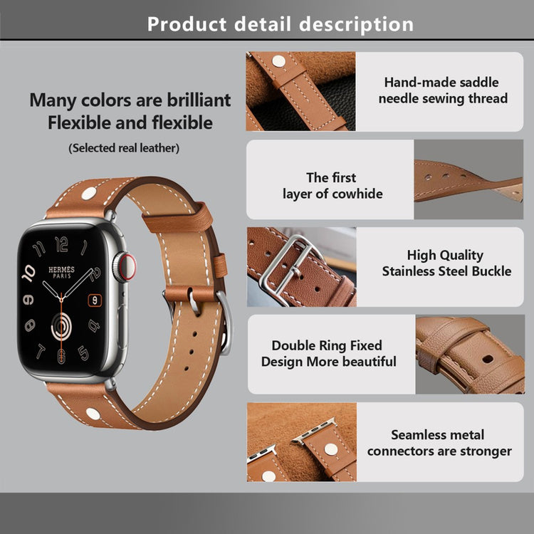 Elegant Apple Smartwatch Genuine Leather Universel Strap - Black#serie_6