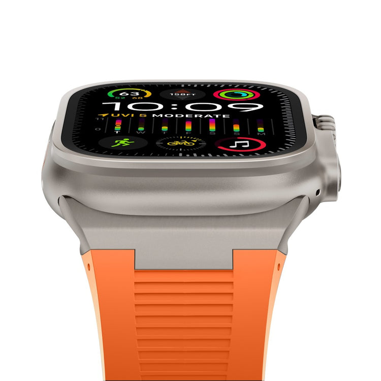 For Apple Watch Series 9 8 7 41mm  /  6 5 4 SE (2022) SE (2023) SE 40mm  /  3 2 1 38mm Soft Silicone Watch Bracelet - Titanium+Orange#serie_6