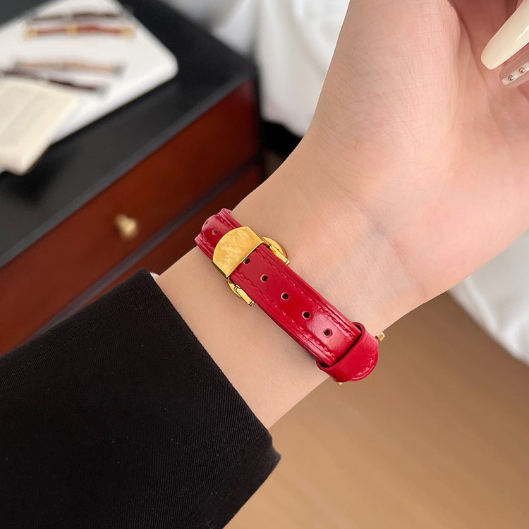 Super Nice Apple Smartwatch Genuine Leather Universel Strap - Red#serie_5