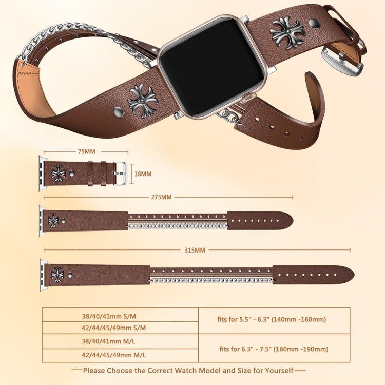 Tough Apple Smartwatch Genuine Leather Universel Strap - Brown#serie_2