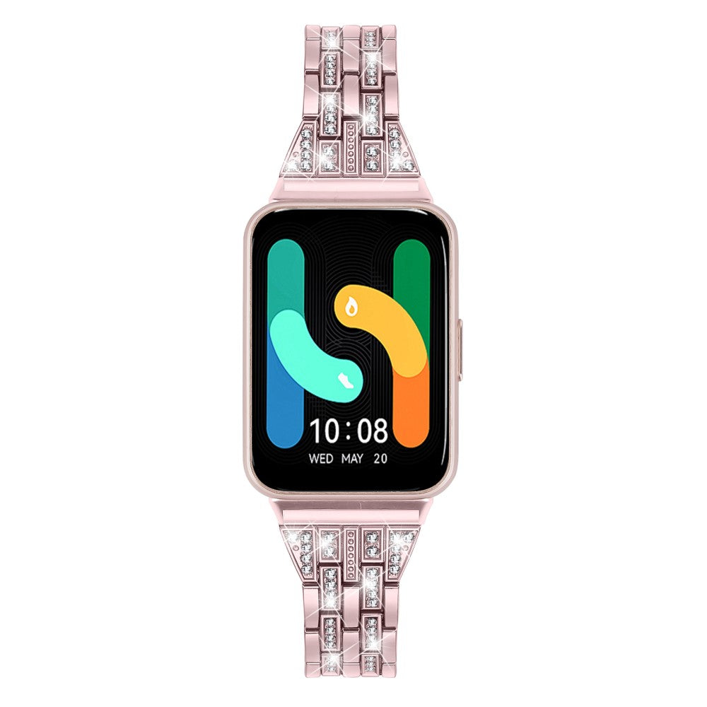 Samsung Galaxy Fit3 SM-R390 Women Replacement 2 Rows Rhinestone Metal Watch Band Strap - Rose Pink#serie_4