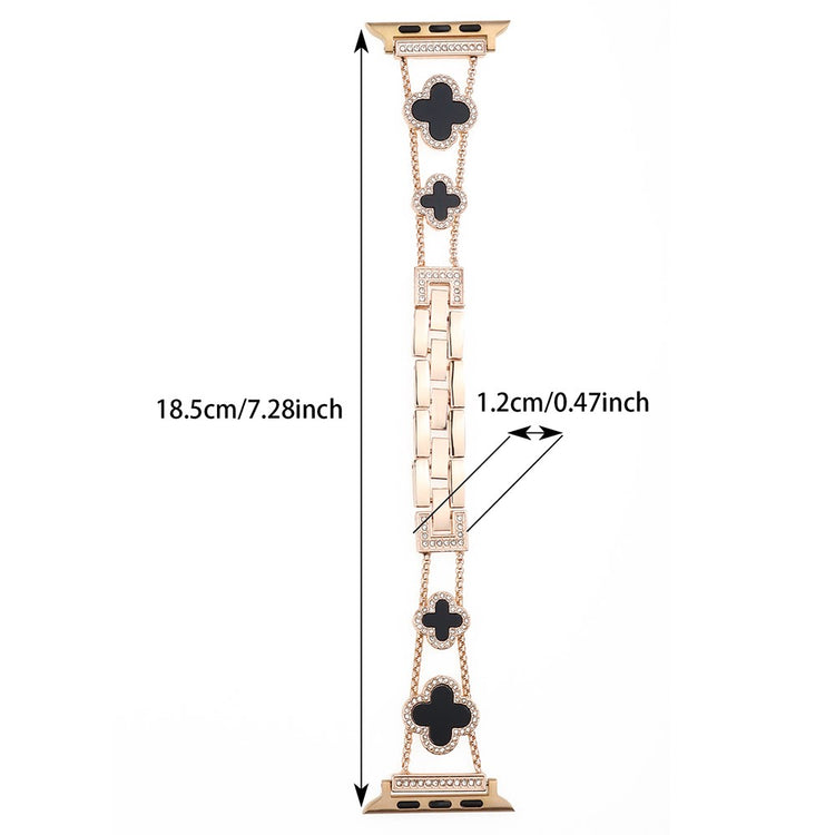 Four Leaf Clover Watch Strap Apple Watch Series 41mm - 40mm - 38mm Metal Wrist Band - Rose Gold+Black#serie_1