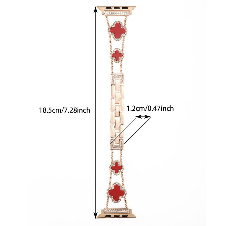 Four Leaf Clover Watch Strap Apple Watch Series 41mm - 40mm - 38mm Metal Wrist Band - Rose Gold+Red#serie_2