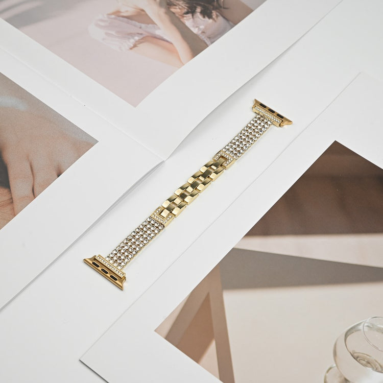 Apple Watch Series 41mm - 40mm - 38mm Strap 4 Rows Rhinestone Zinc Alloy Watch Band - Gold#serie_1