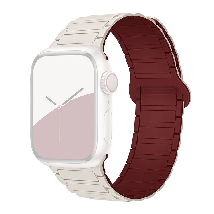 Apple Watch Ultra 2 Ultra 49mm / 9 8 7 45mm / 6 5 4 SE (2022) SE (2023) SE 44mm / 3 2 1 42mm Silicone Strap Magnetic - Starlight / Wine Red#serie_15