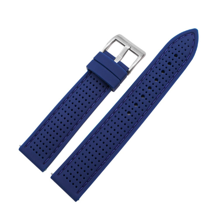 Huawei Watch GT 3 42mm / GT 3 Pro 43mm Watch band 20mm Silicone Wrist Strap - Silver Buckle / Sapphire+Blue Thread#serie_11