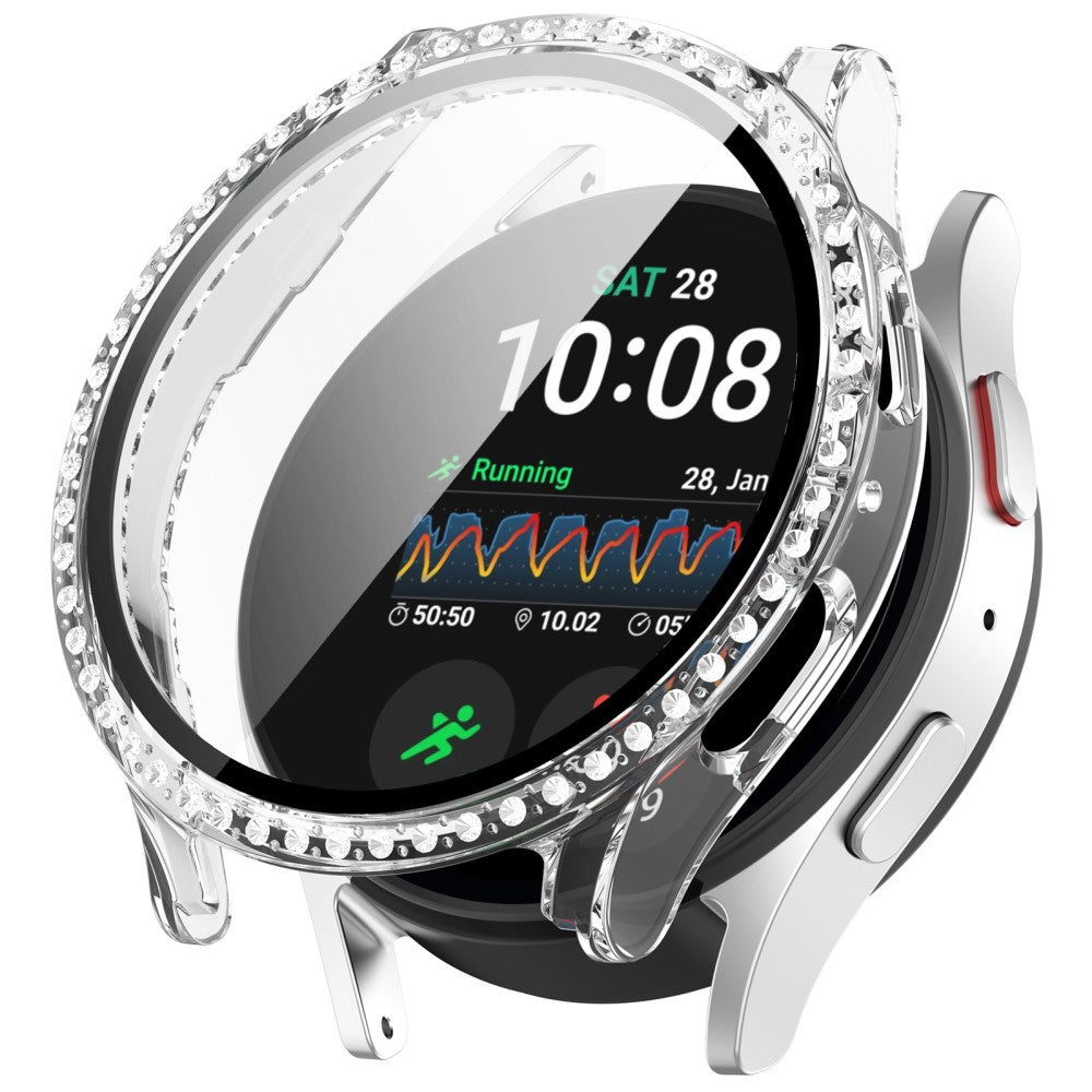 Samsung Galaxy Watch7 40mm Case Rhinestone Decor Hard Bump Resistant Watch Cover with Tempered Glass Film - Transparent#serie_1