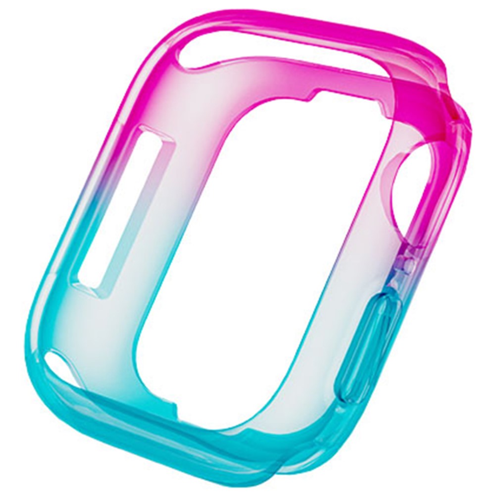 Apple Watch Series 4 / 5 / 6 / SE / SE (2022) 44mm / 7 / 8 / 9 45mm Dual Color Translucent Matte Flexible Watch Case - Pink+Blue#serie_3