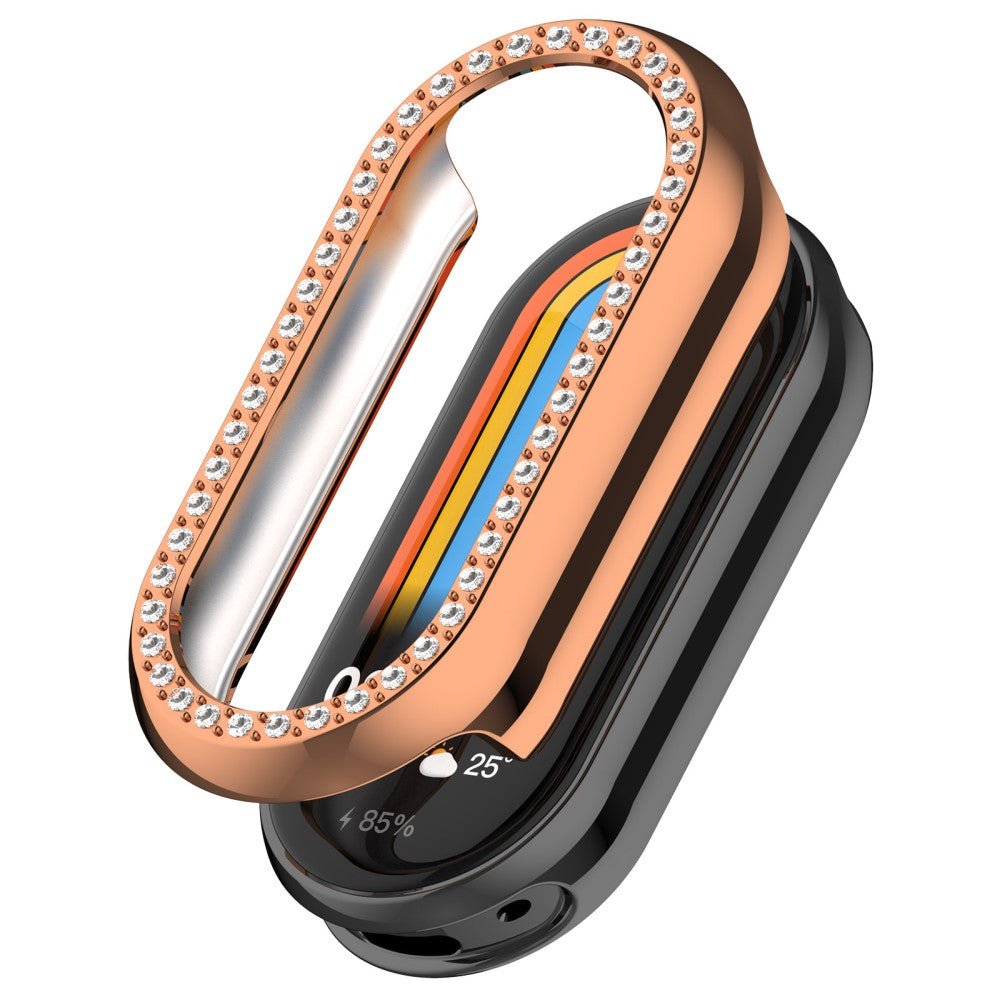 Xiaomi Mi Band 9 / 9 NFC Rhinestone Decor Hollow-Out Cover Bump Resistant Watch Frame Case - Rose Gold#serie_2