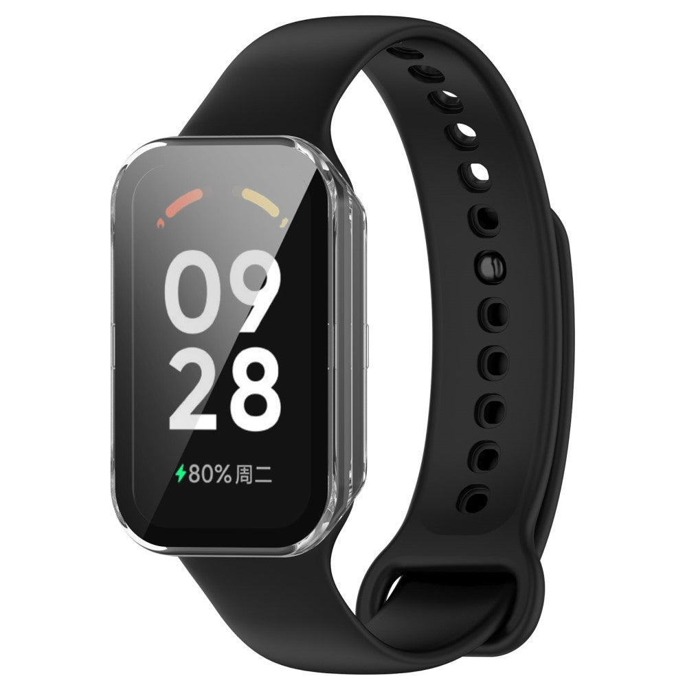 Super Godt Universal Cover med Skærmbeskytter i Silikone og Glas passer til Xiaomi Smart Band 8 Active / Xiaomi Redmi Band 2 - Gennemsigtig#serie_4