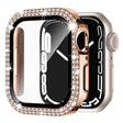 Apple Watch Series 9 8 7 45mm horlogekast met strass-elektrolytische horlogekast en folie van getemperd glas - Roségoud