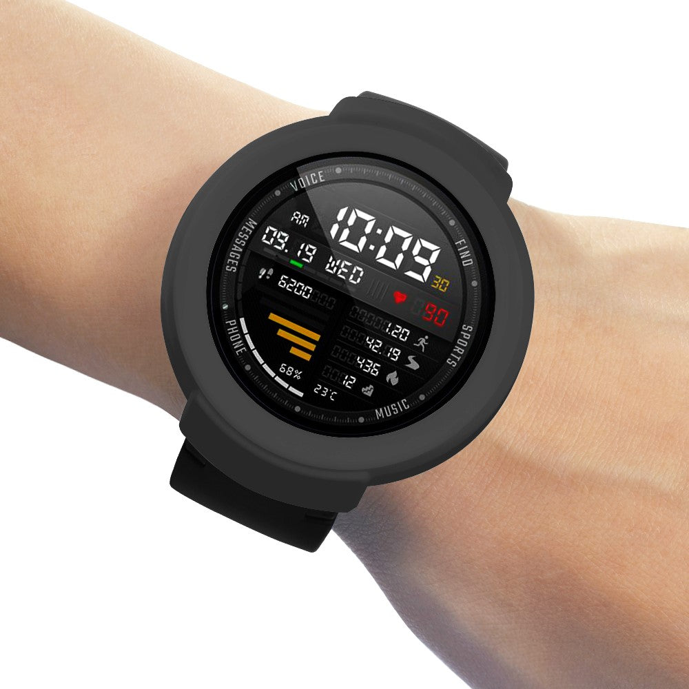 Huami Amazfit Verge / Verge Lite Silicone Bumper Frame Hollowed Protective Cover - Black#serie_4