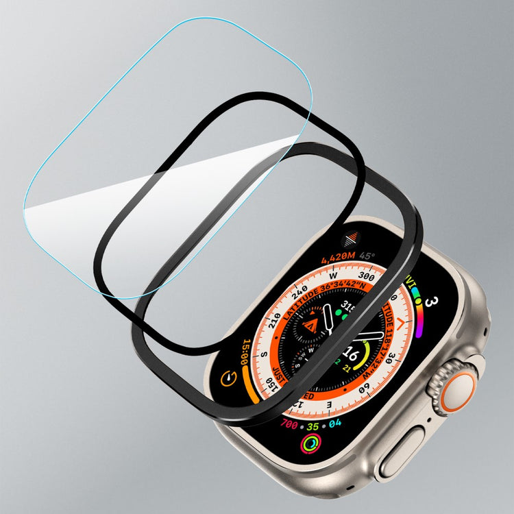 Mega Fint Universal Cover med Skærmbeskytter i Glas passer til Apple Watch Ultra / Apple Watch Ultra 2 - Sort#serie_2