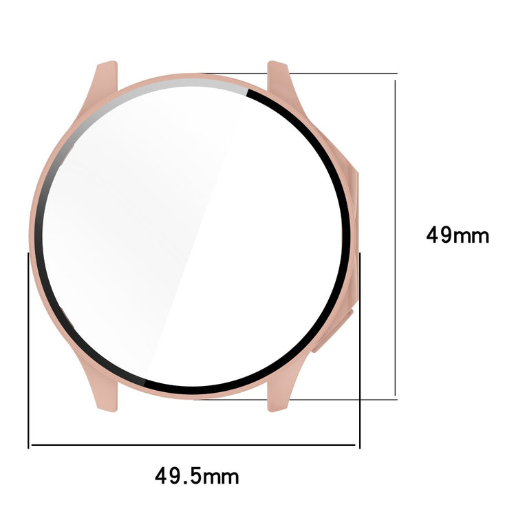 For Oppo Watch X / Watch 2 46mm Drop Protection PC Watch Frame Cover with Tempered Glass Screen Film - Black - Pink#serie_6