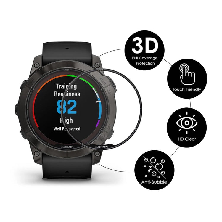 2stk Silikone 3D Kurvet Skærmbeskytter passer til Garmin Fenix 7S Pro - Gennemsigtig#serie_416