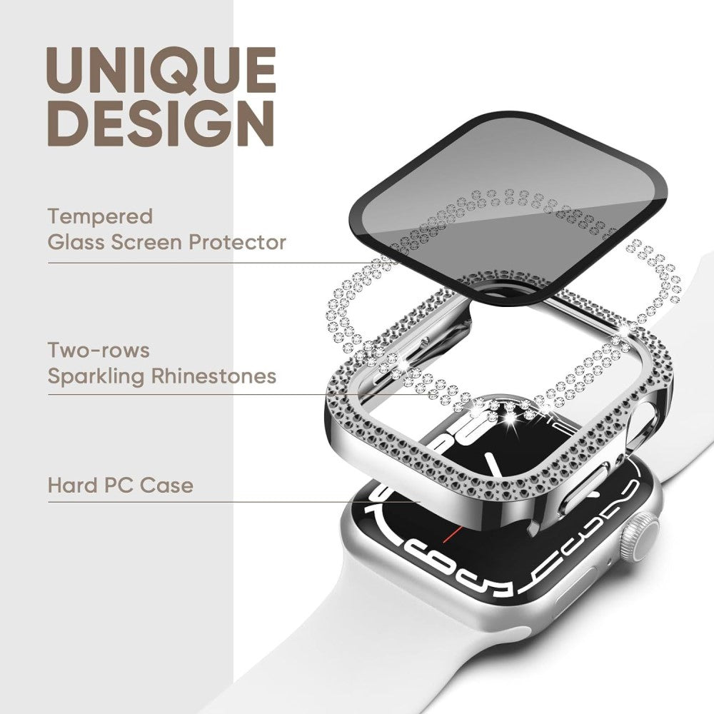 Mega Good Apple Smartwatch Universel Cover with Screen Protector in Rhinestone and Glass - Black#serie_3