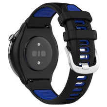 22mm Universal dual color cross strip silicone strap - Black / Blue#serie_1