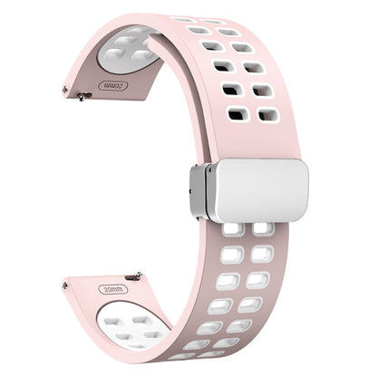 20mm Universal dual color silicone strap with silver buckle - Pink / White#serie_4