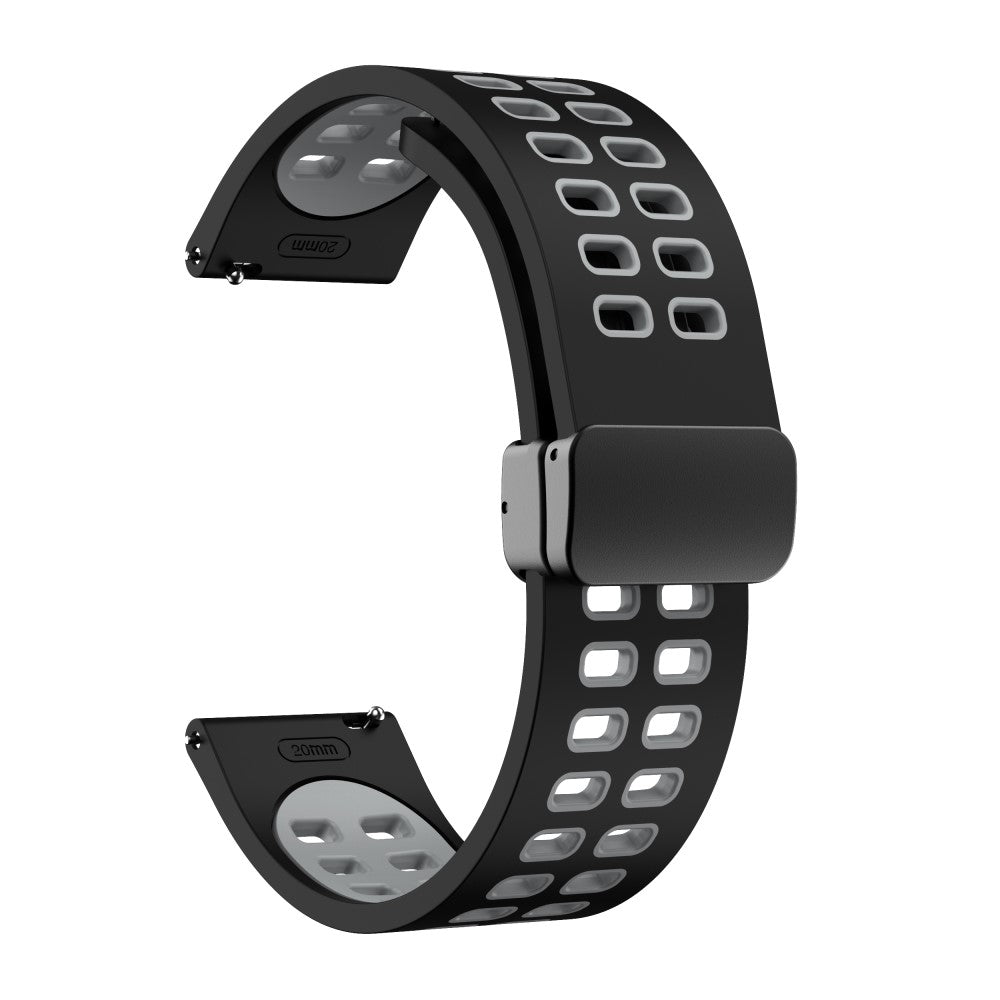 22mm Universal dual color silicone strap with black buckle - Black / Grey#serie_2