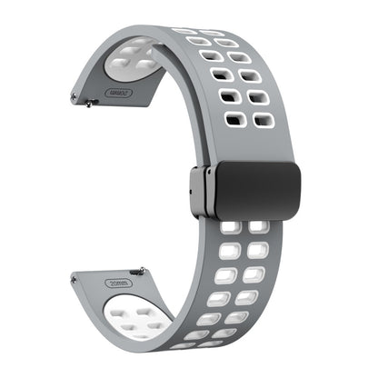 22mm Universal dual color silicone strap with black buckle - Grey / White#serie_5