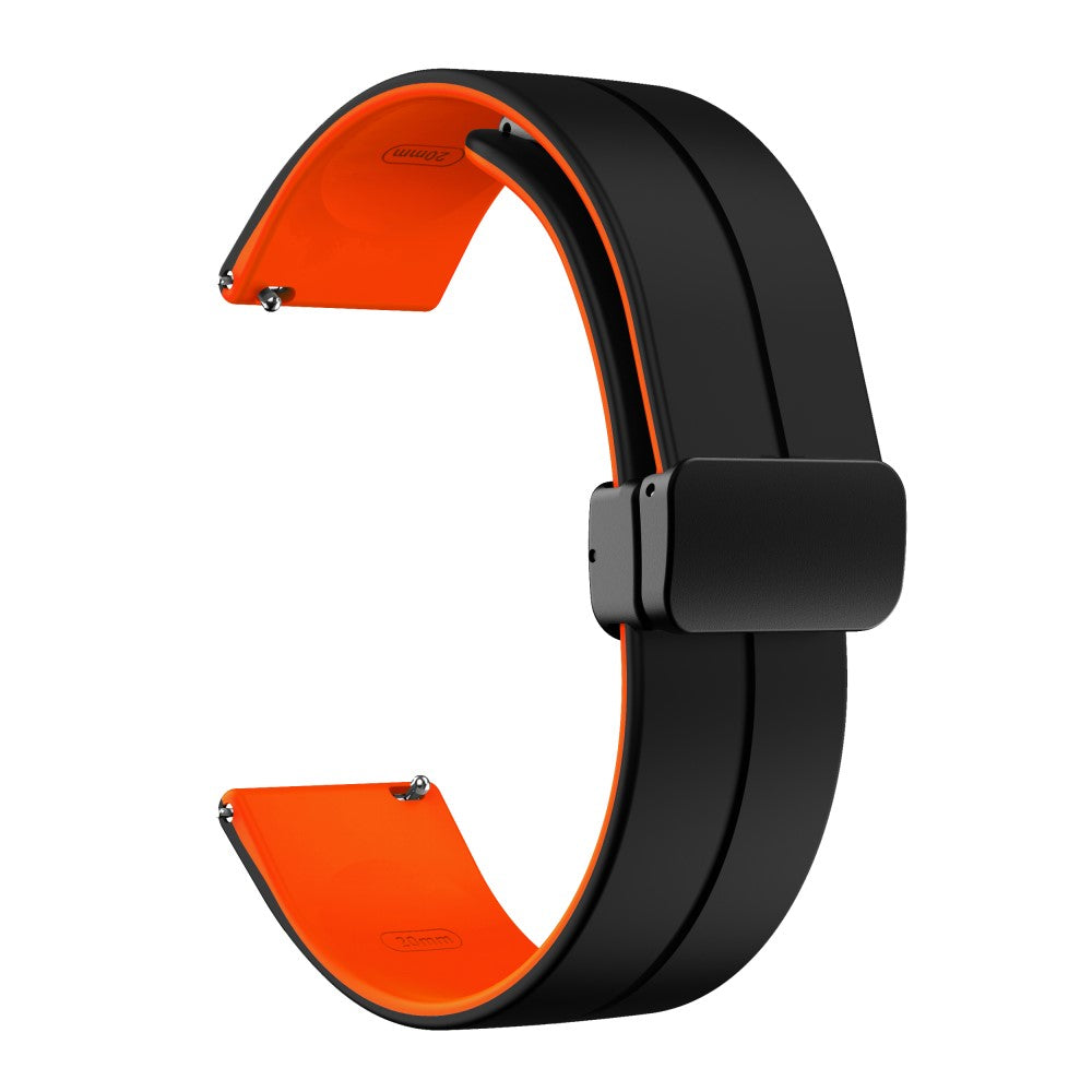 22mm Universal dual color silicone strap with black buckle - Black / Orange#serie_4