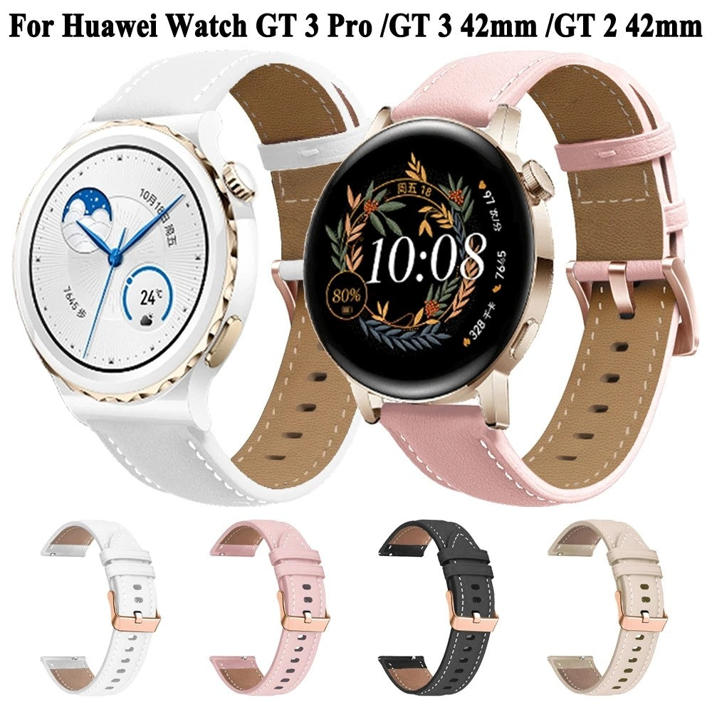 Mega Sejt Ægte Læder Universal Rem passer til Smartwatch - Pink#serie_3