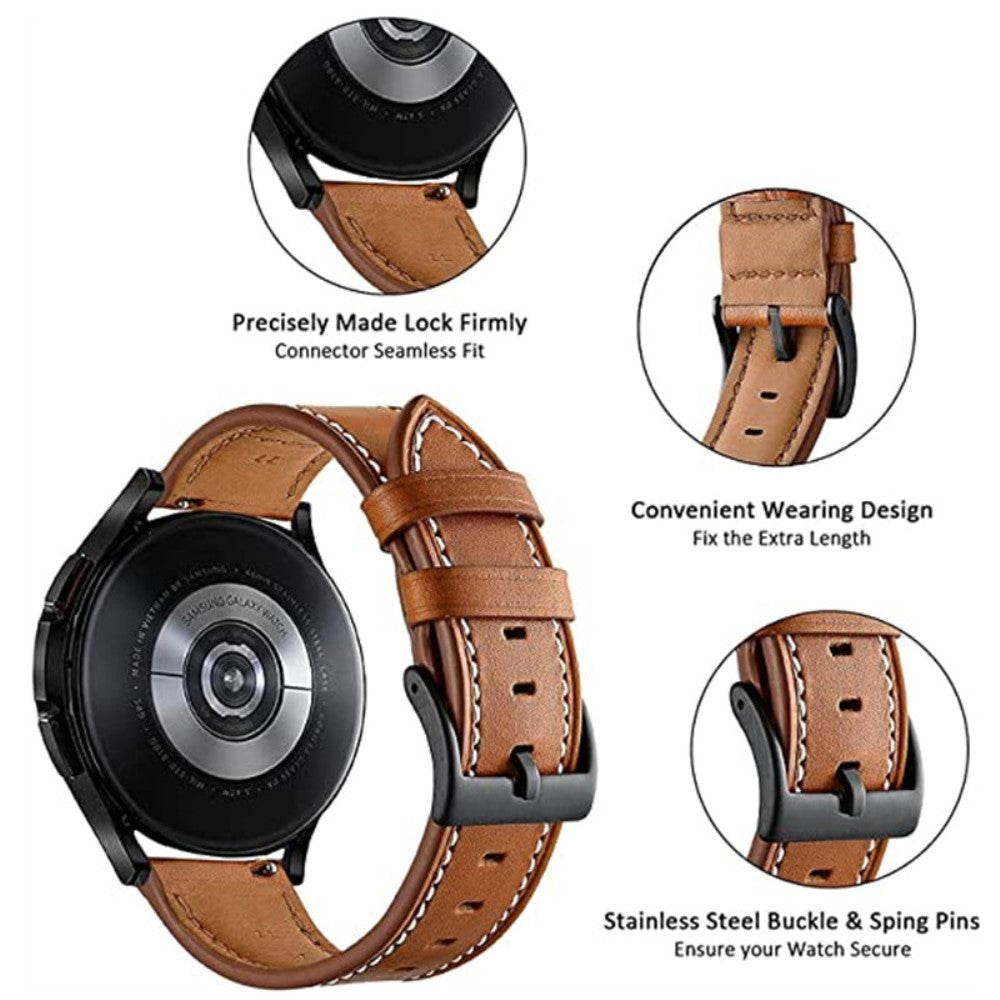 Helt Vildt Komfortabel Ægte Læder Universal Rem passer til Smartwatch - Brun#serie_1