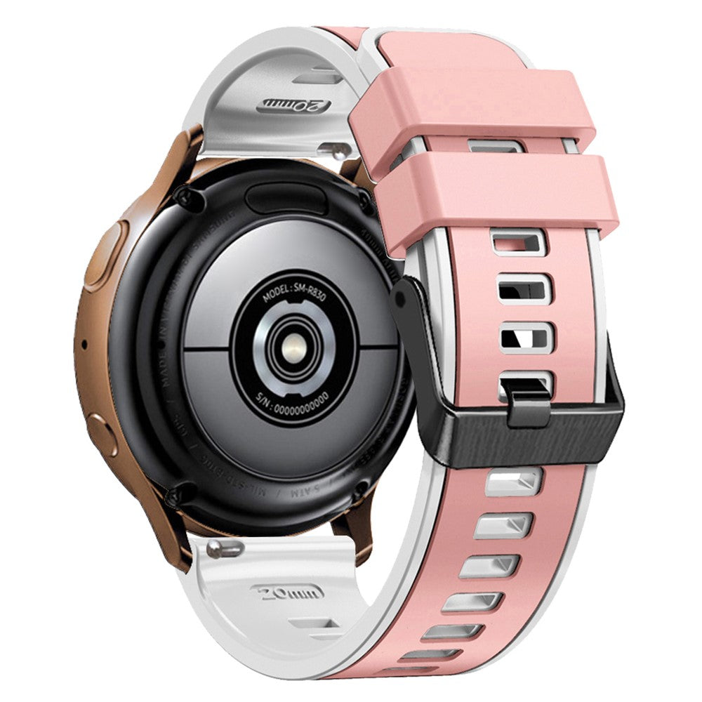 18mm Universal dual color silicone strap - Light Pink / White#serie_12
